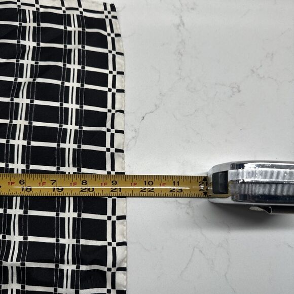 J Crew 100% Silk Scarf Black White Square 21x21 Neck Purse Tie - Picture 11 of 12